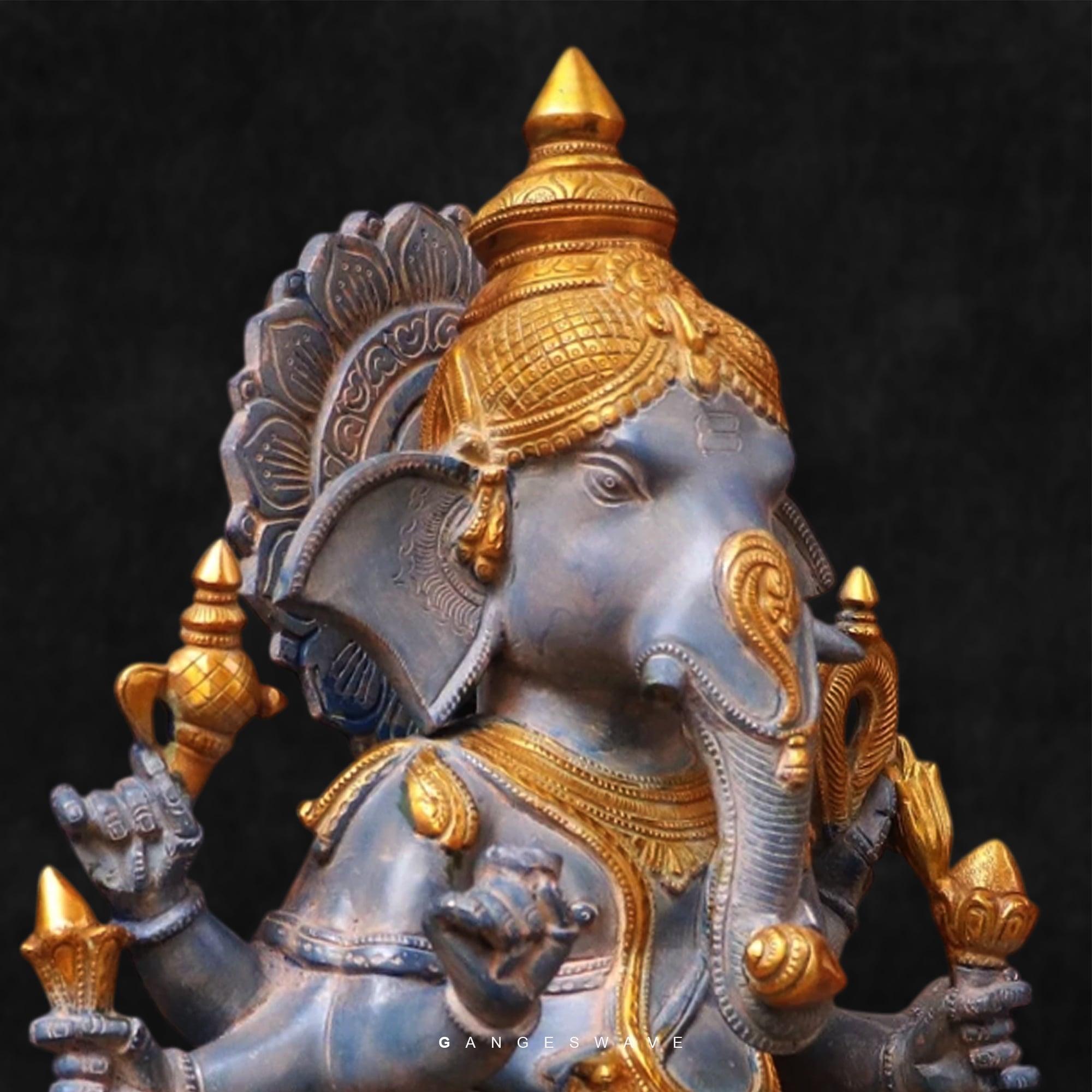 Hand-Painted Brass Ganesh Statue - 26 inches - Image 3