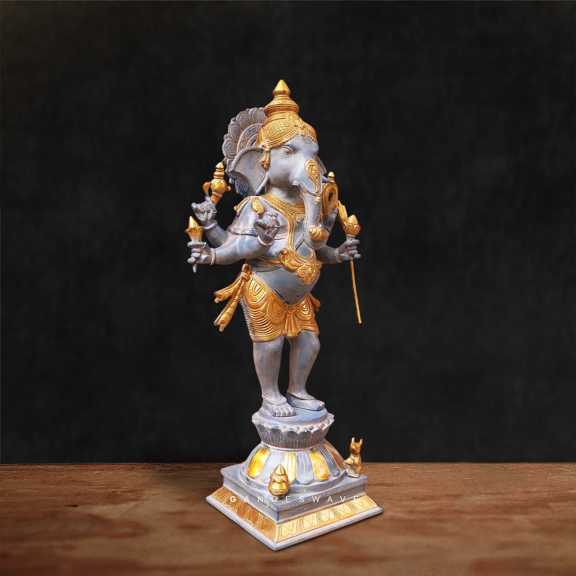 Hand-Painted Brass Ganesh Statue - 26 inches - Image 2