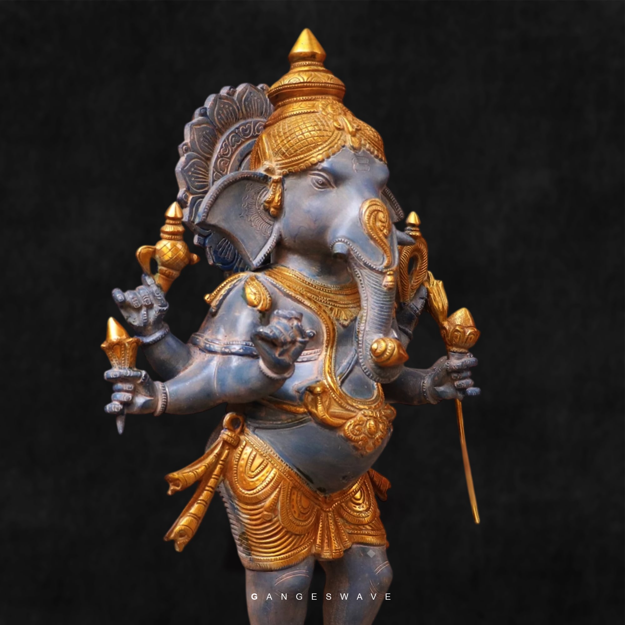 Hand-Painted Brass Ganesh Statue - 26 inches - Image 6