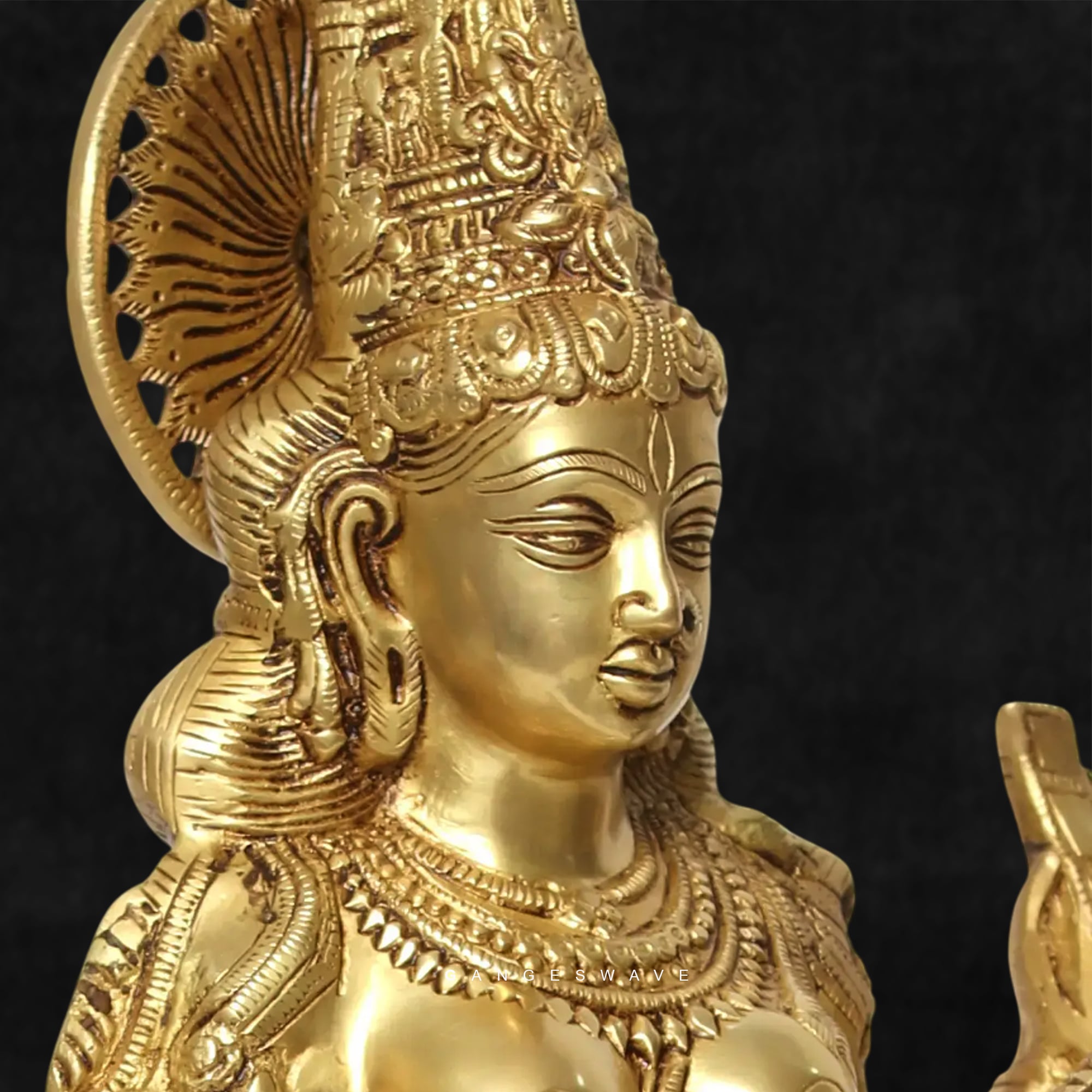 Handcrafted Brass Standing Saraswati Idol – 23 inches - Image 4