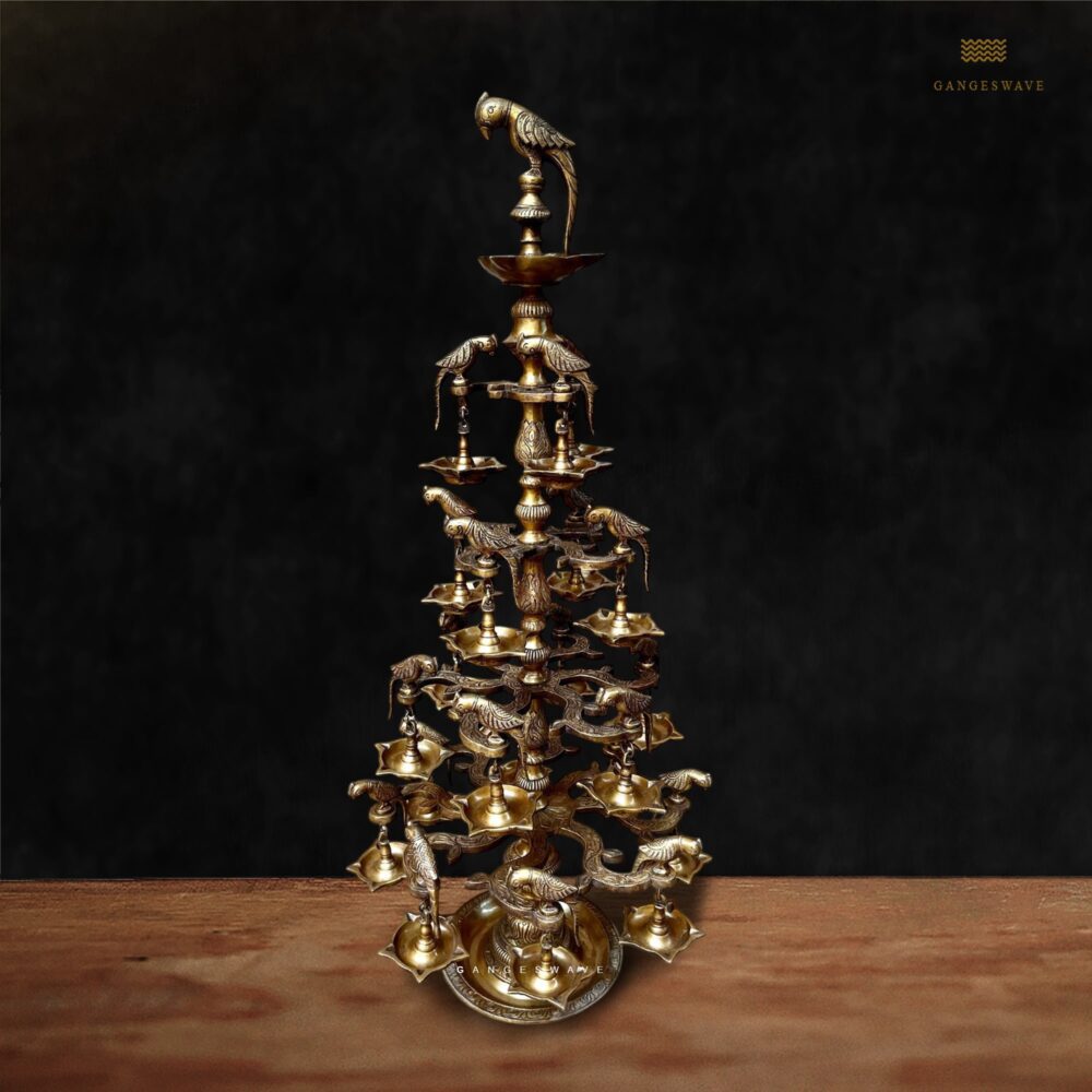 Multi-Layered Brass Parrot Deepam / Oil Lamp