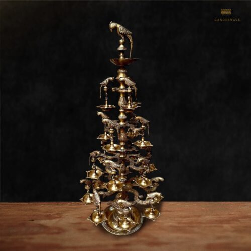 Multi-Layered Brass Parrot Deepam / Oil Lamp