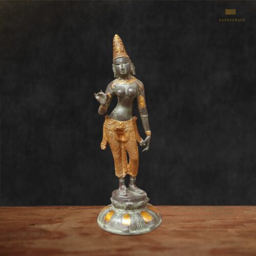 Vintage Finished Brass Goddess Parvati Statue - 22 inches