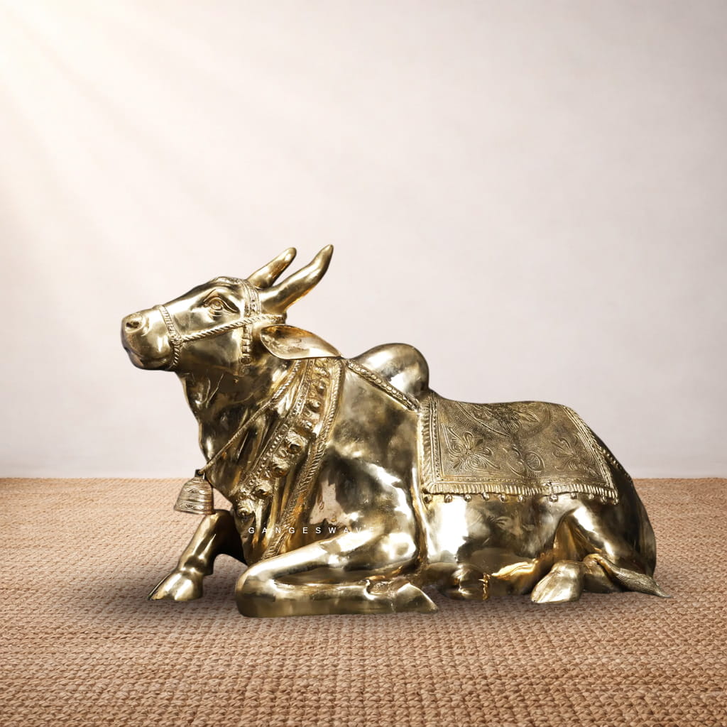 Big Brass Kamdhenu Statue – Handcrafted Sacred Cow for Home, Temple & Vastu - Image 2