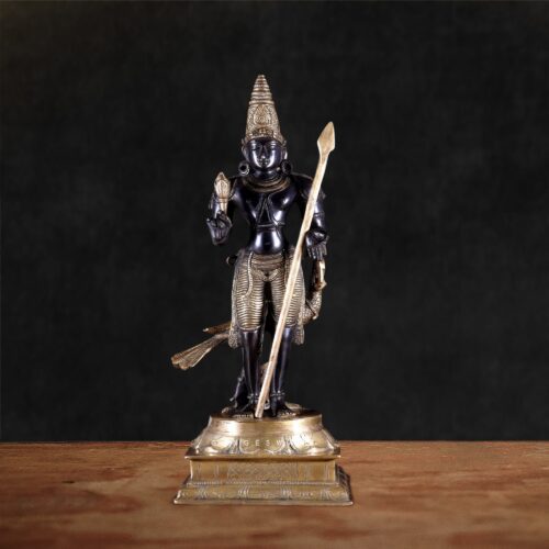 Murugan Black and Gold Brass Statue - 15.5 inches