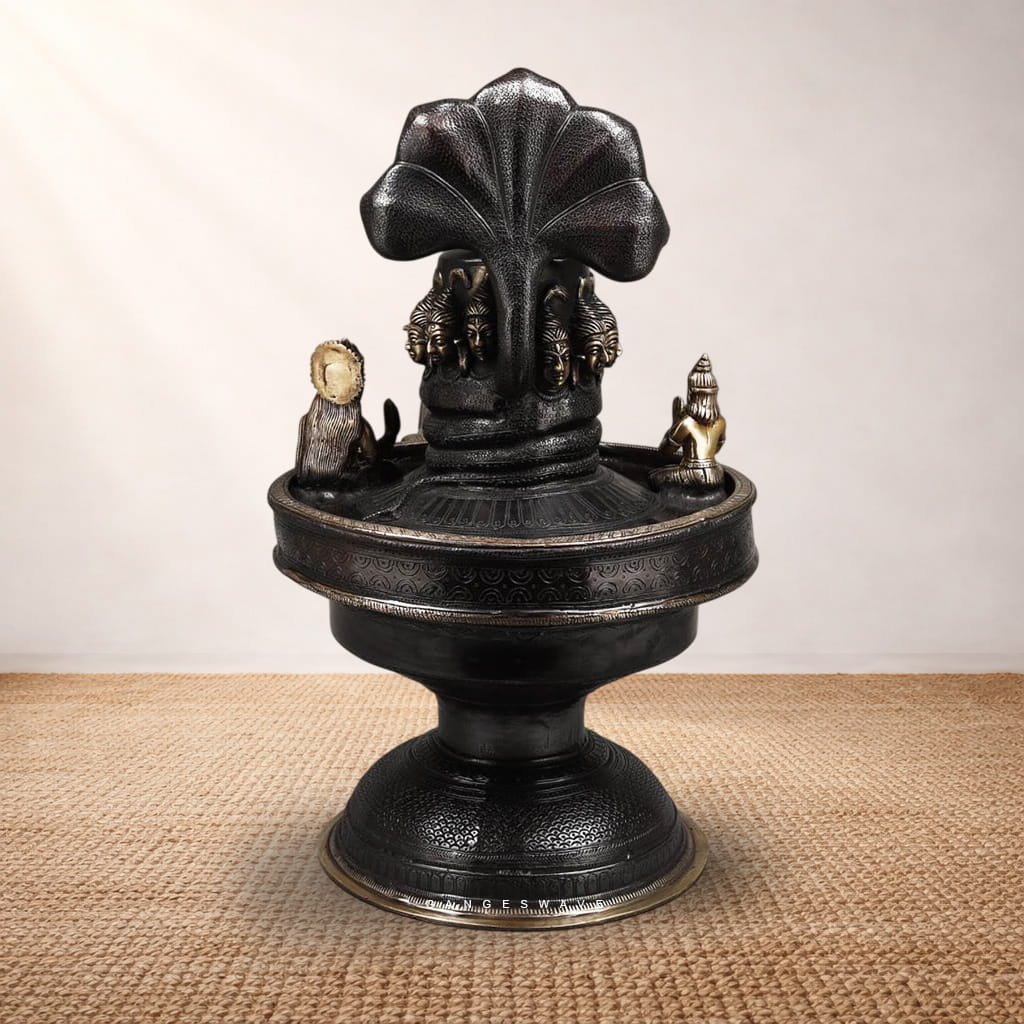 Brass Shivling with Gauri, Ganesh & Kartikey | Sacred Shiva Lingam for Home & Temple - Image 5