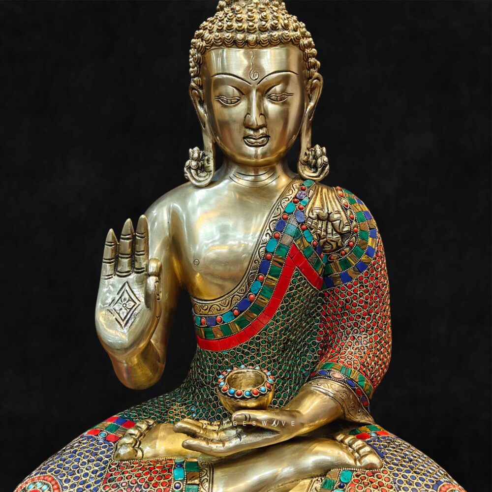 Decorative multicolor brass Buddha sculpture