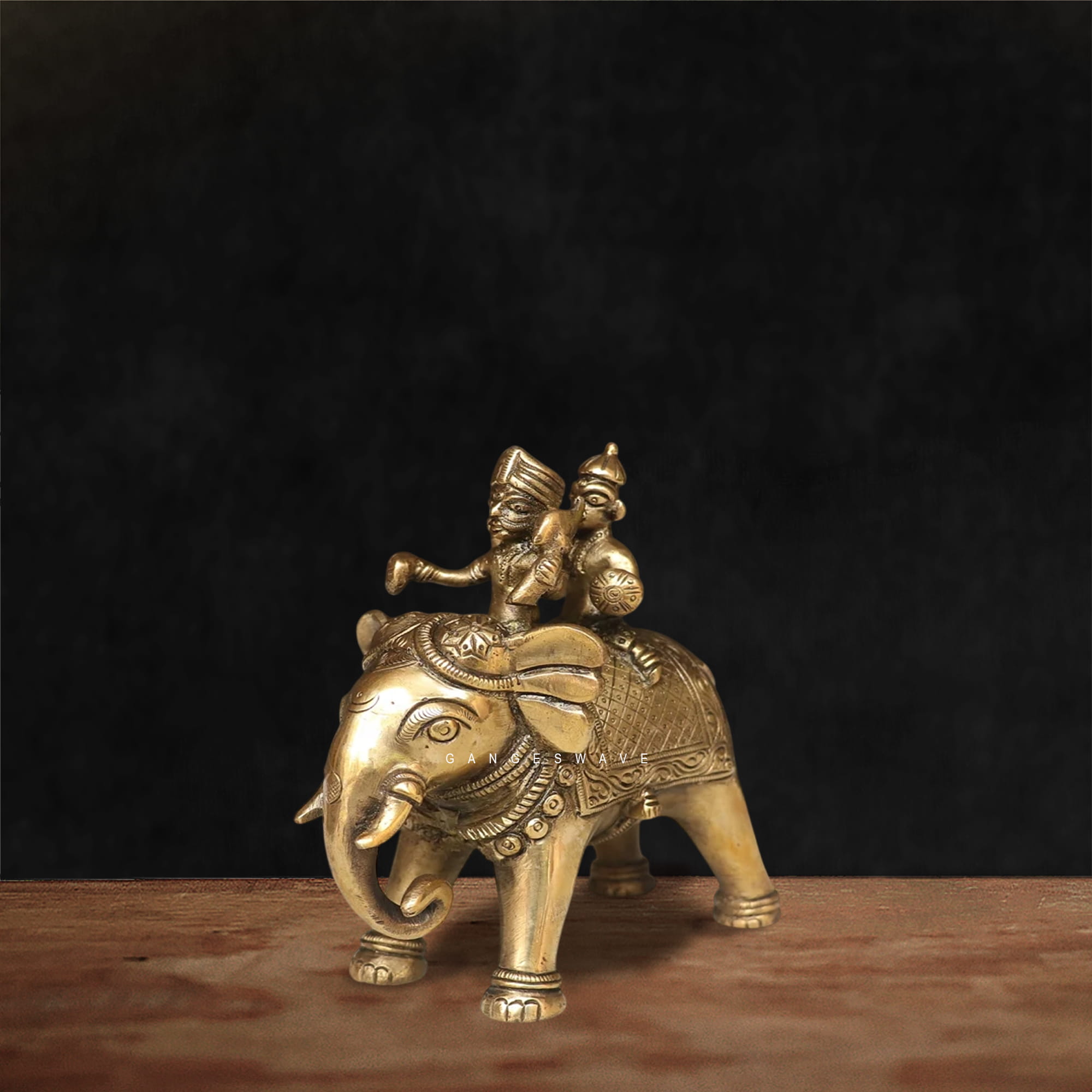 Brass Elephant Ride Figurine | Royal Indian Decor Artifact - Image 5