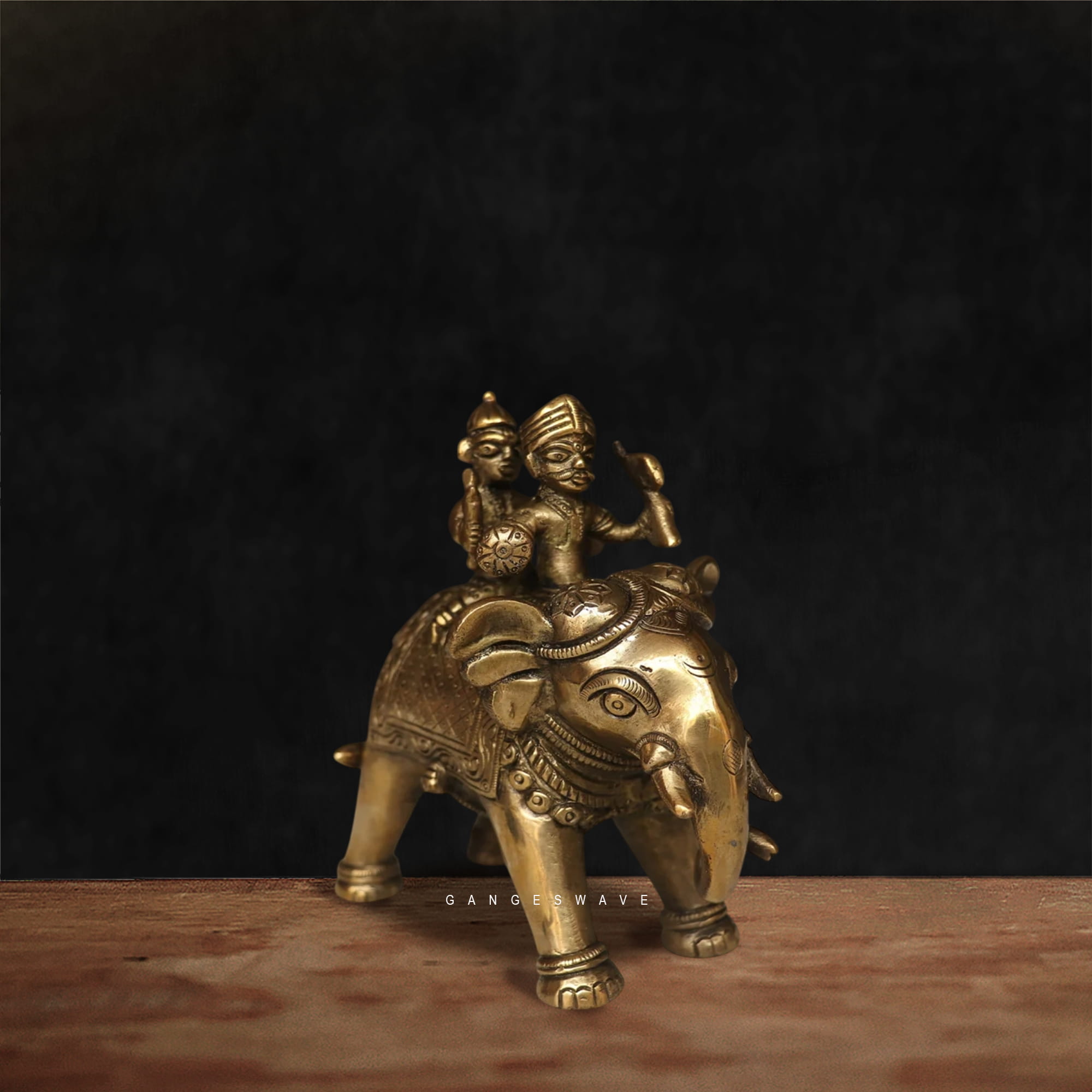 Brass Elephant Ride Figurine | Royal Indian Decor Artifact - Image 4
