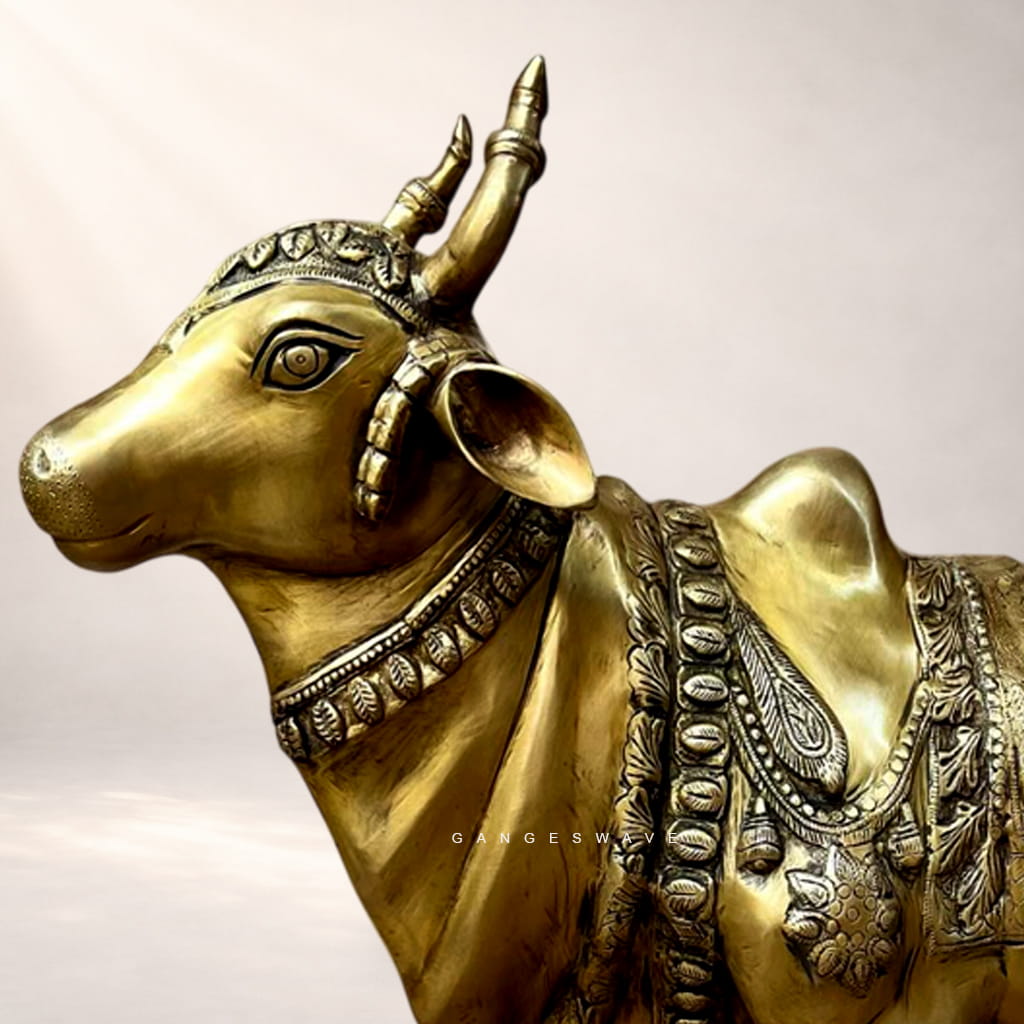 Large Handcrafted Brass Kamdhenu Cow Statue - Image 6