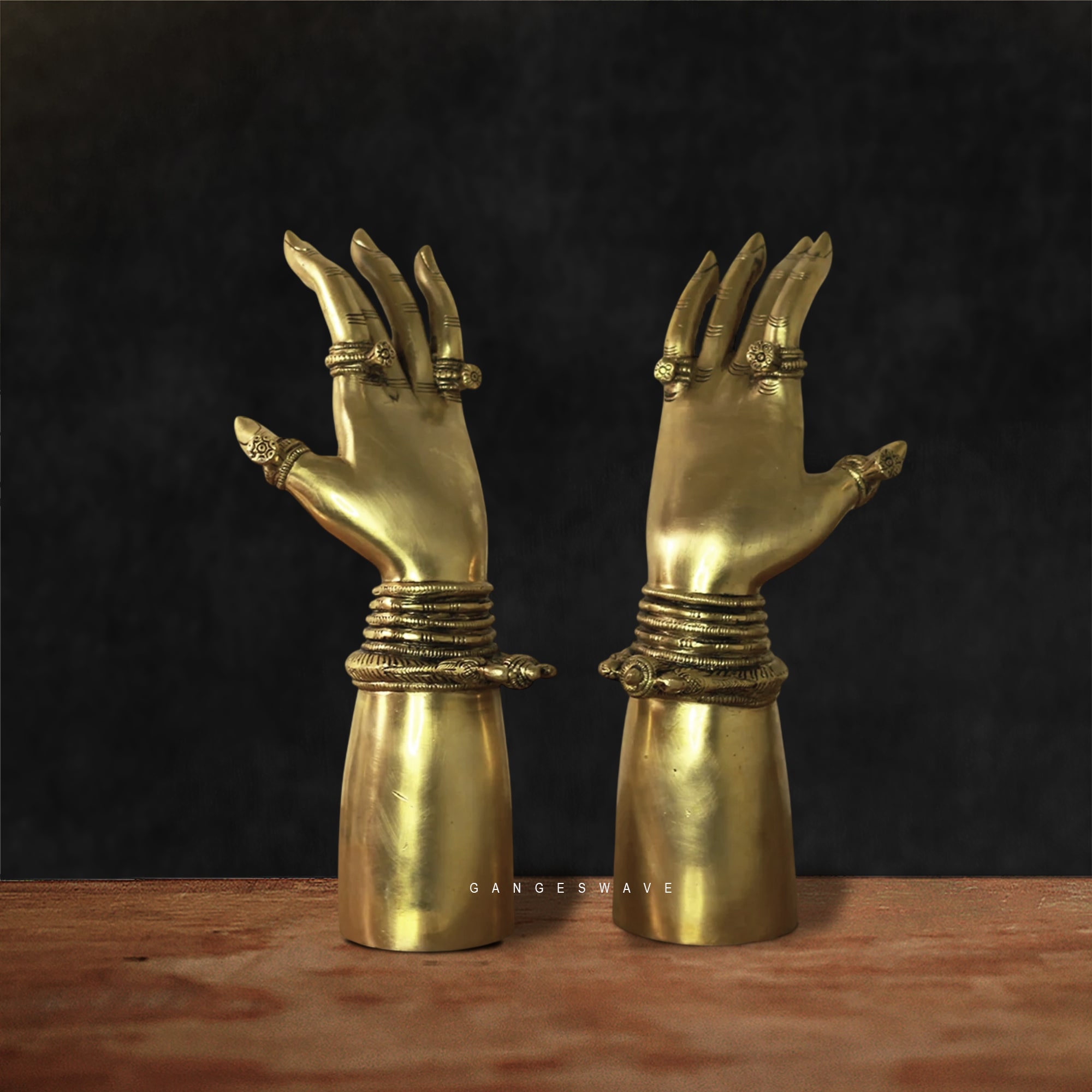 Brass Lady Hand Table Décor Pair – Indian Artistic Hands - Image 4