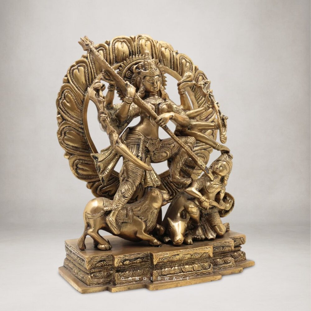 Mahishasur Mardini Brass Murti - 12.5 inches