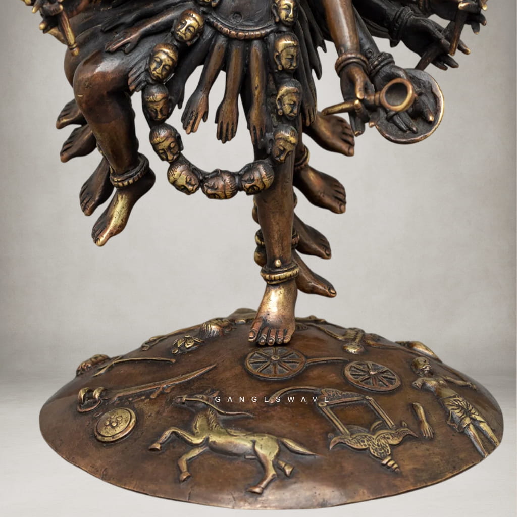 Nepali Mahakali Pure Copper Statue | Multi-Faced Tantric Goddess Murti - Image 9