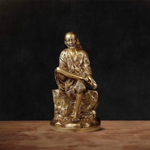Handcrafted brass Sai Baba statue for home temple