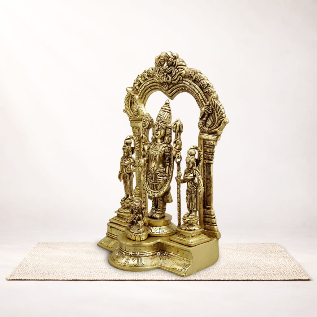 Balaji with Sridevi, Bhudevi and Garuda Brass Idol - 15.5 inches - Image 3