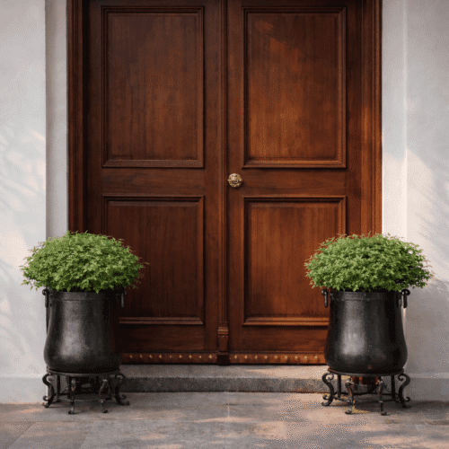 Handcrafted Vintage Finished Brass Planter with Ring Handles