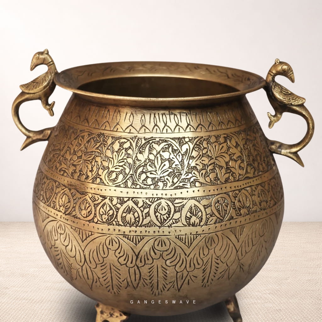 Brass Handcrafted Vintage Planter - 11 inches - Image 6