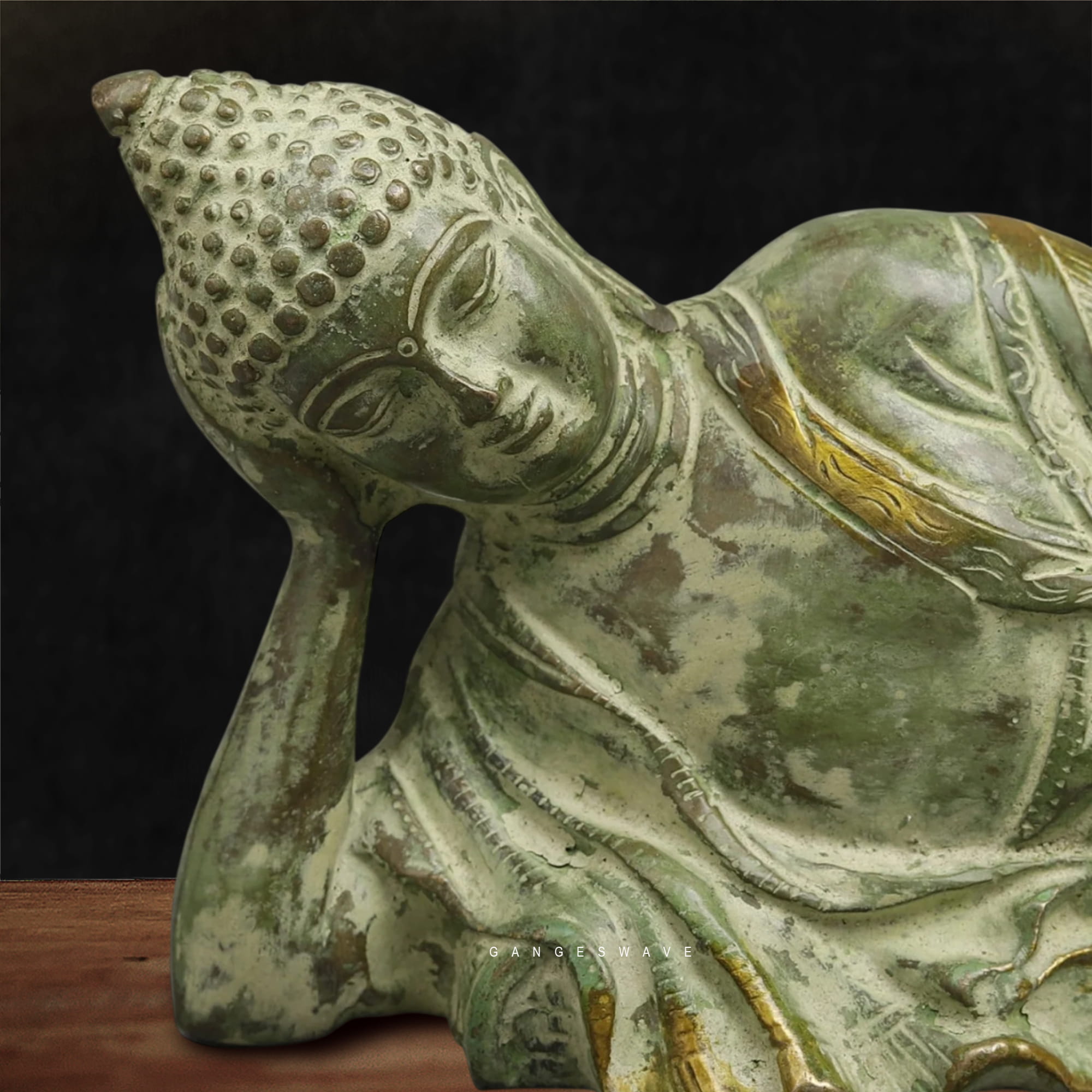Reclining Buddha Statue – Vintage Finish Brass Buddha for Home & Luxury Décor - Image 6