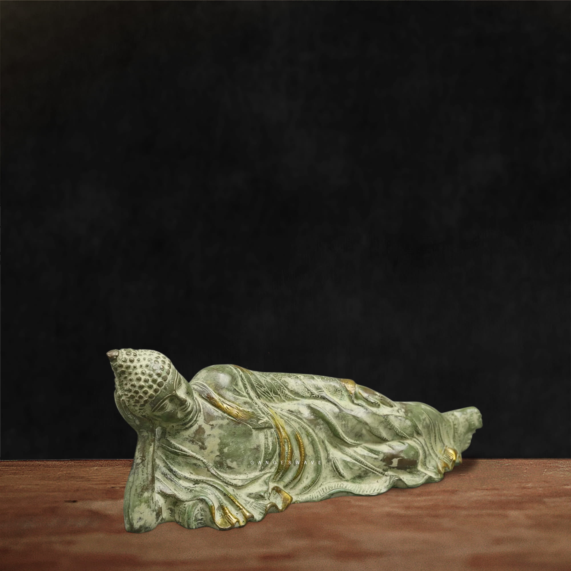 Reclining Buddha Statue – Vintage Finish Brass Buddha for Home & Luxury Décor - Image 2