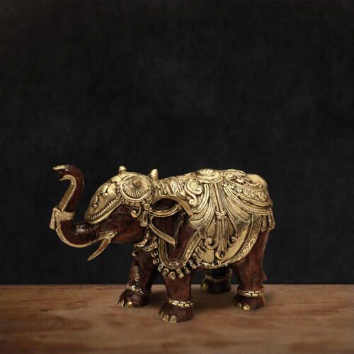 Ornated Brass Elephant Statue | Luxury Vastu & Home Décor Artifact