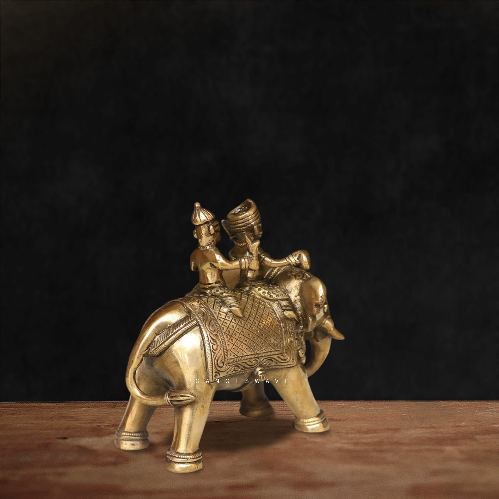 Brass Elephant Ride Figurine | Royal Indian Decor Artifact - Image 2