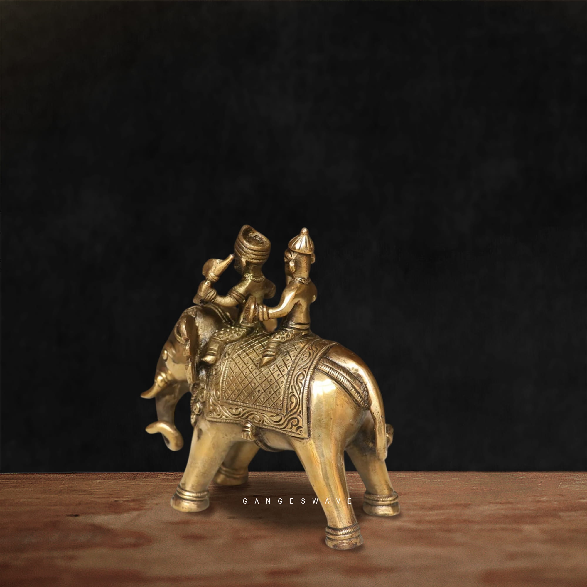 Brass Elephant Ride Figurine | Royal Indian Decor Artifact - Image 3