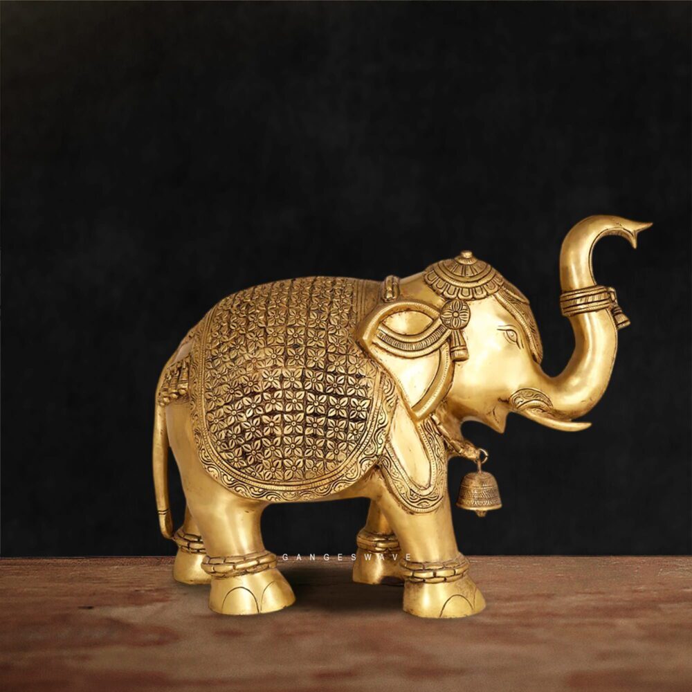 Ornate Brass Elephant Statue | Handcrafted Luxury Decor