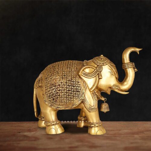 Ornate Brass Elephant Statue | Handcrafted Luxury Decor