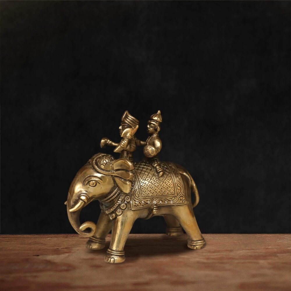 Brass Elephant Ride Figurine