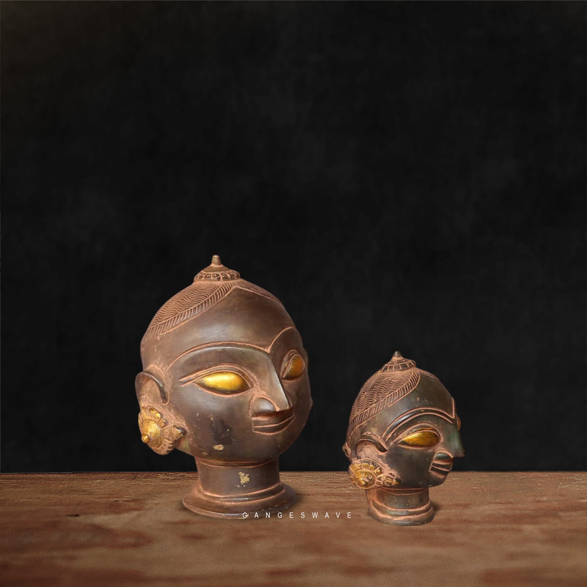 Brass Gauri Head – Tribal Indian Art Decor - Image 3