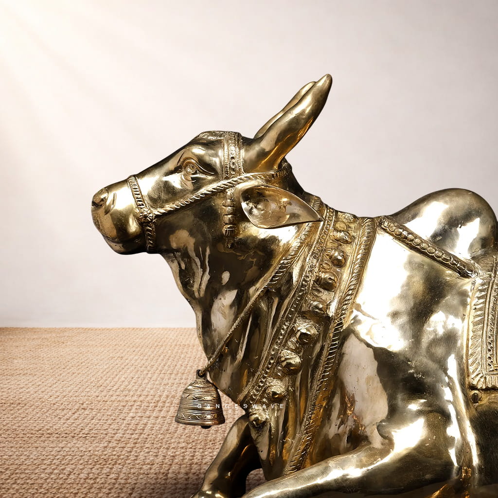 Big Brass Kamdhenu Statue – Handcrafted Sacred Cow for Home, Temple & Vastu - Image 6