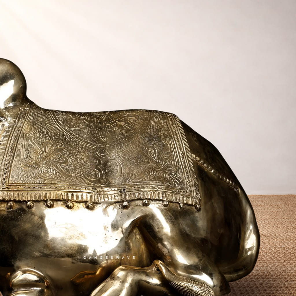Big Brass Kamdhenu Statue – Handcrafted Sacred Cow for Home, Temple & Vastu - Image 5