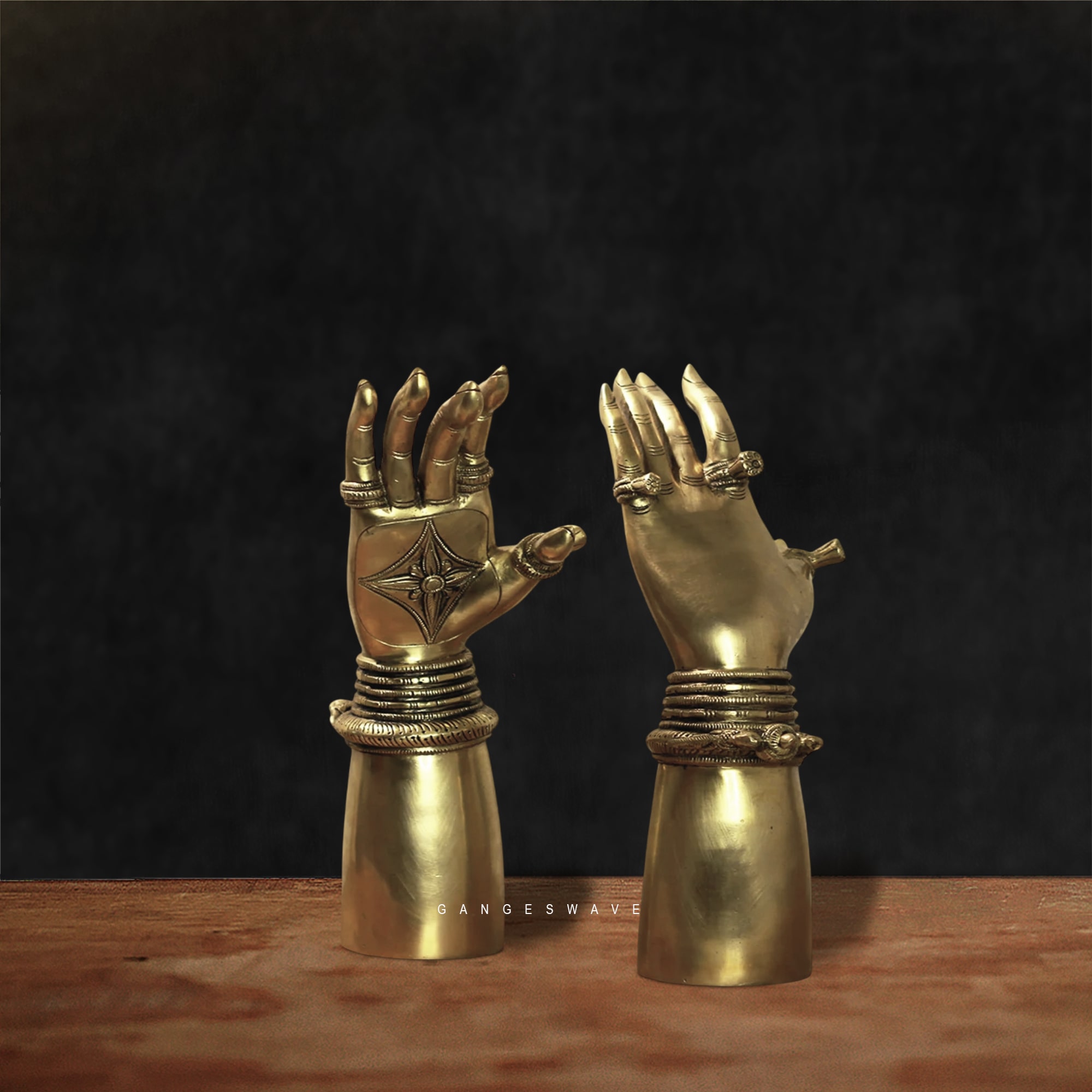 Brass Lady Hand Table Décor Pair – Indian Artistic Hands - Image 3