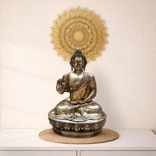 Large Blessing Buddha Brass Statue | Handcrafted Meditation & Vastu Décor