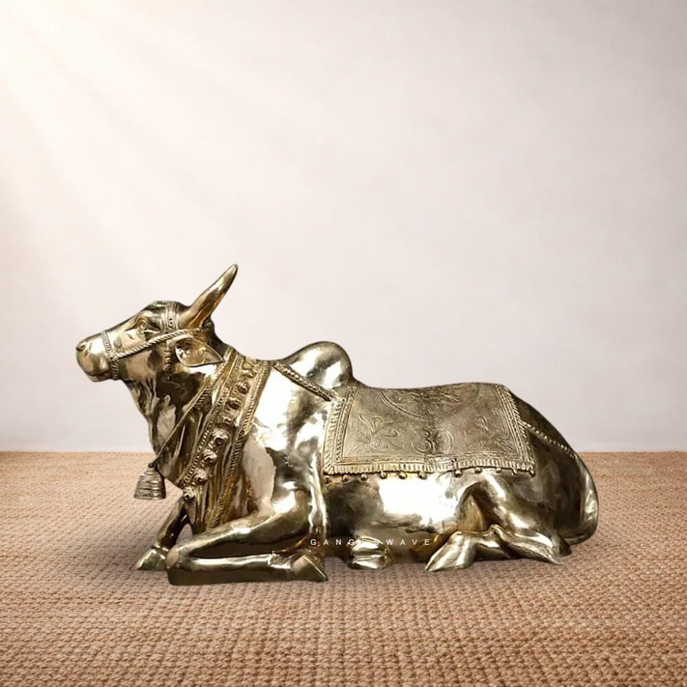 Big brass Kamdhenu statue handcrafted in traditional Indian style