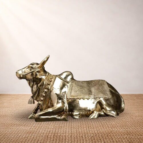 Big brass Kamdhenu statue handcrafted in traditional Indian style
