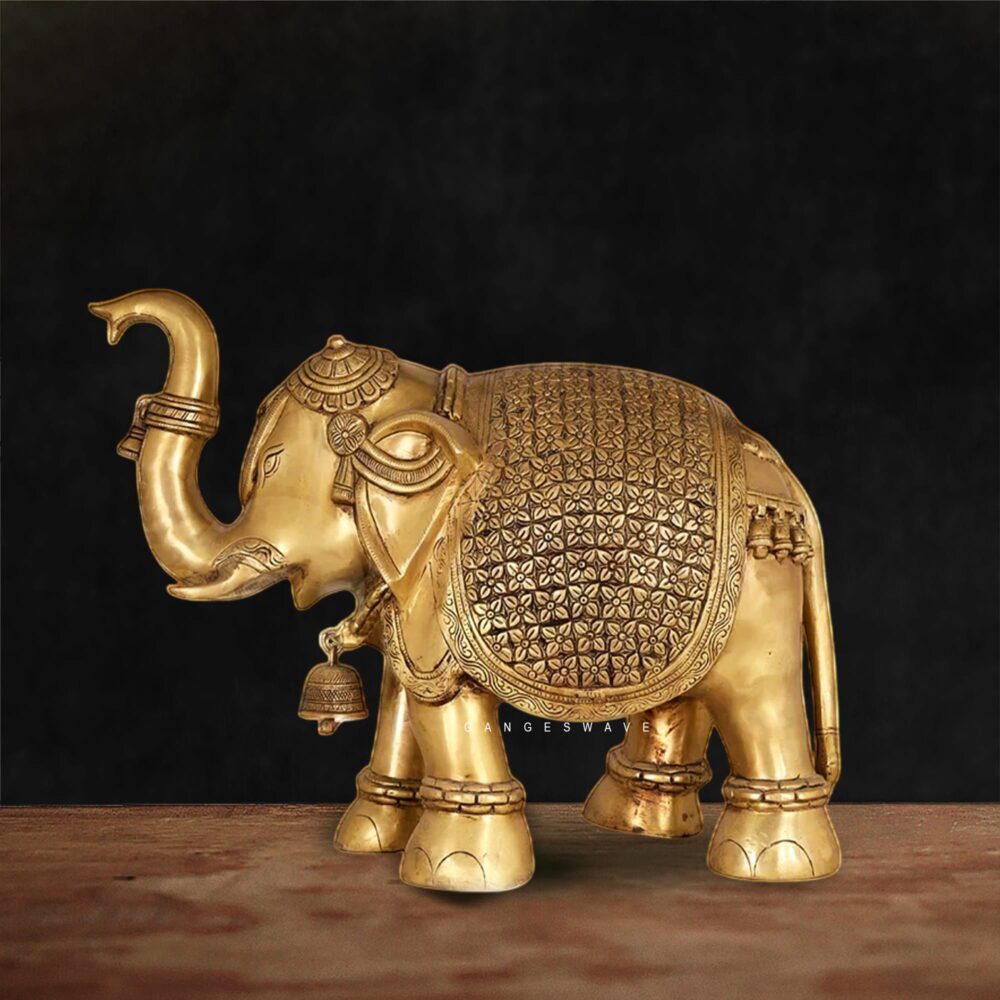 Luxury brass elephant statue for vastu and prosperity