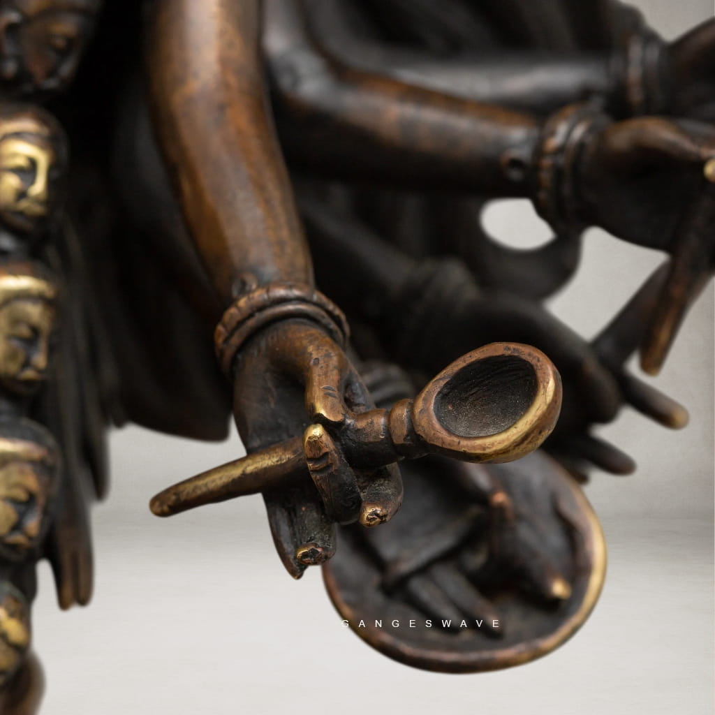 Nepali Mahakali Pure Copper Statue | Multi-Faced Tantric Goddess Murti - Image 6