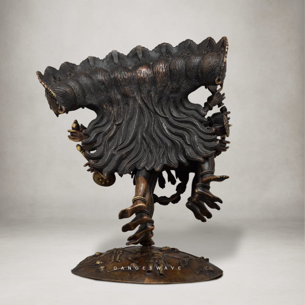 Nepali Mahakali Pure Copper Statue | Multi-Faced Tantric Goddess Murti - Image 2