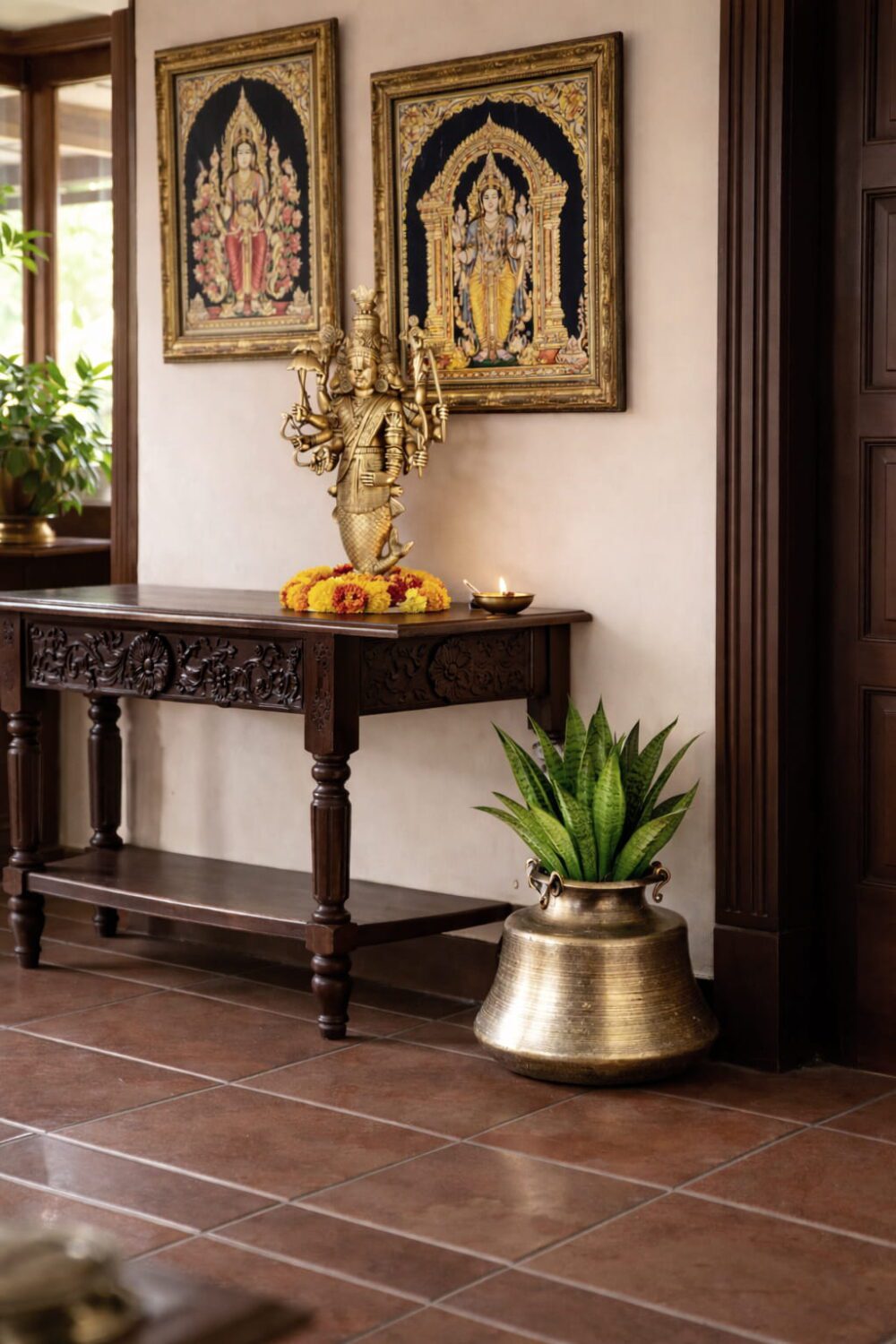 Brass Hammered Plated Planter - 18 inches