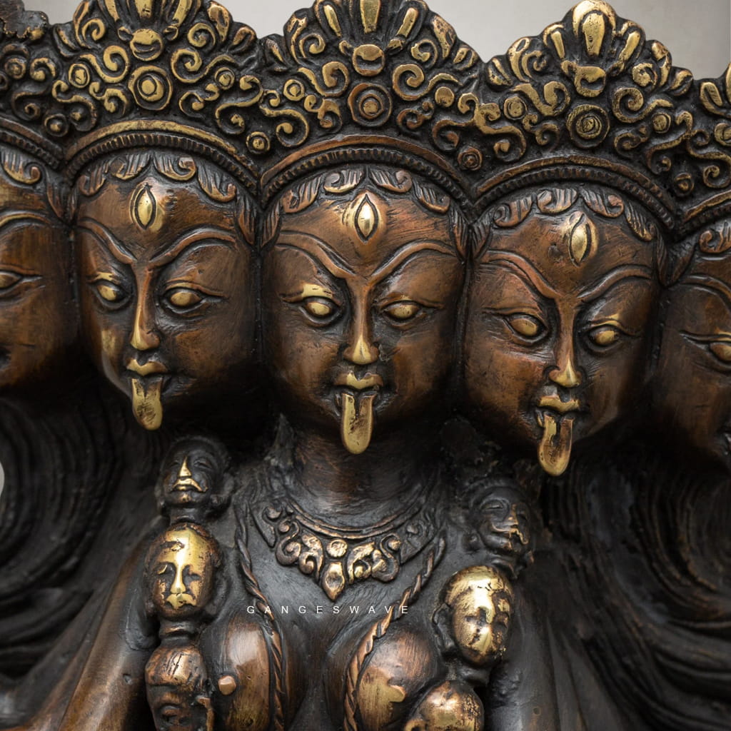 Nepali Mahakali Pure Copper Statue | Multi-Faced Tantric Goddess Murti - Image 8