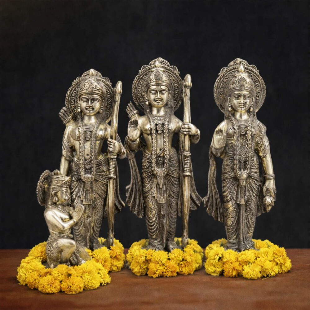 Handcrafted Ram Darbar brass statue with Lord Rama Sita Lakshman and Hanuman