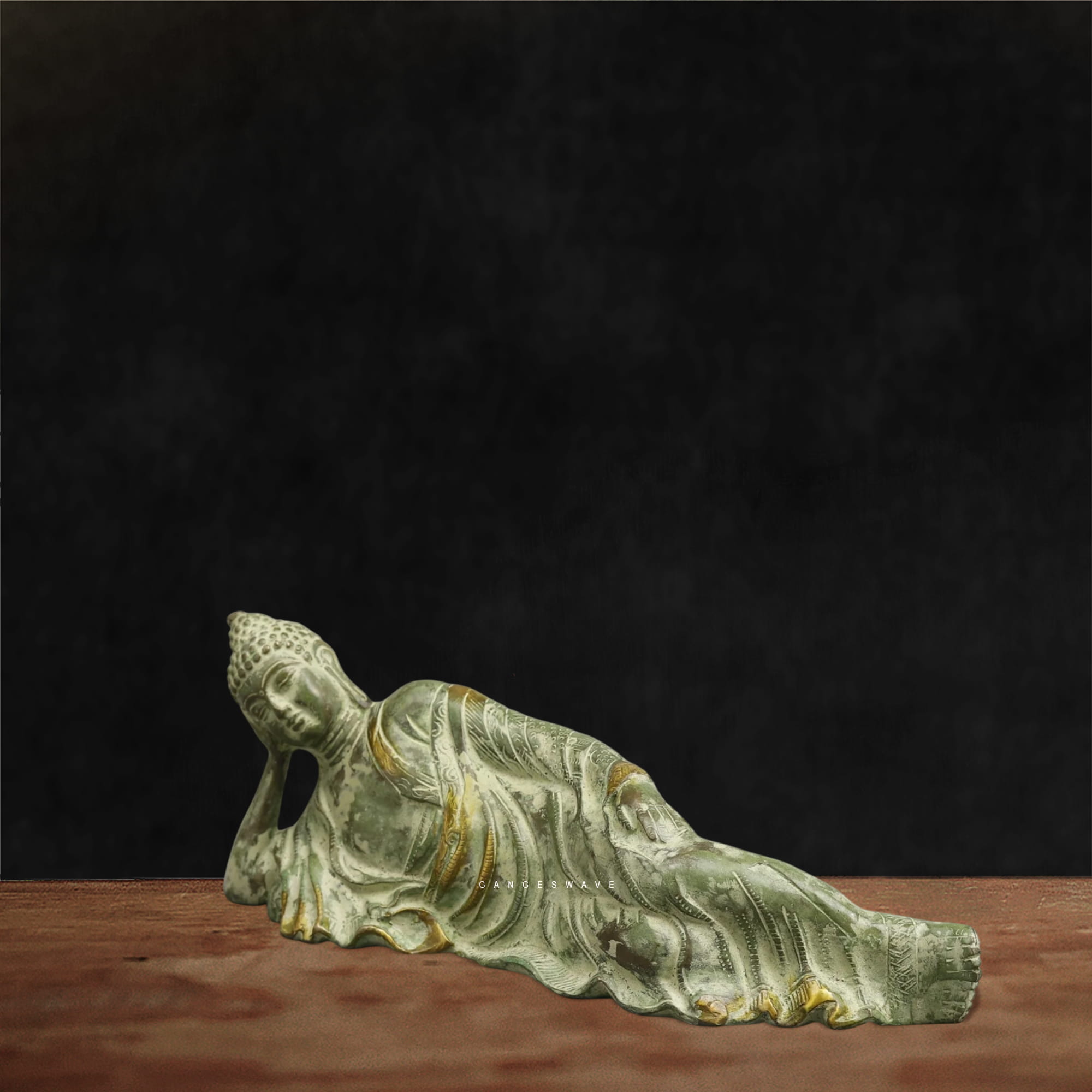 Reclining Buddha Statue – Vintage Finish Brass Buddha for Home & Luxury Décor - Image 5