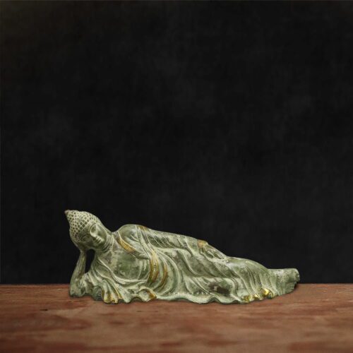 Reclining Buddha Statue – Vintage Finish Brass Buddha for Home & Luxury Décor