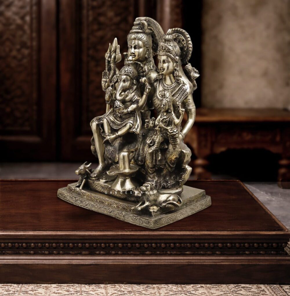 Handcrafted brass Shiv Parivar murti for home temple