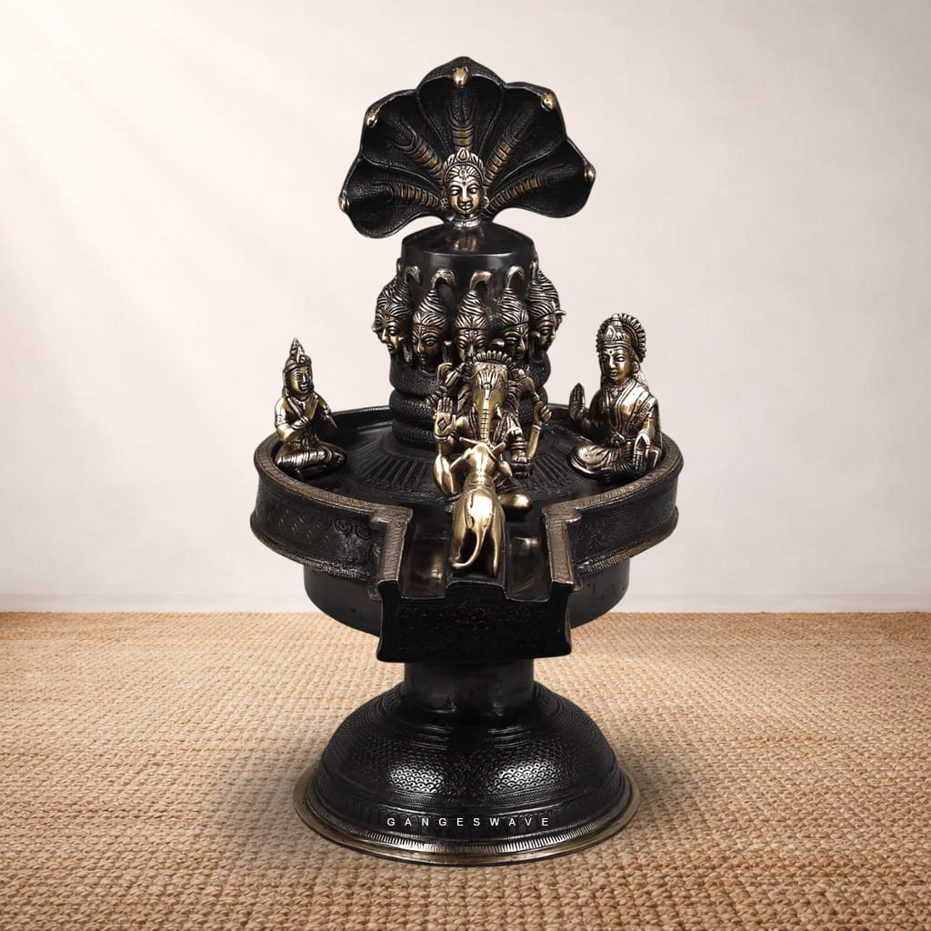 Brass Shivling with Gauri, Ganesh & Kartikey | Sacred Shiva Lingam for Home & Temple - Image 6