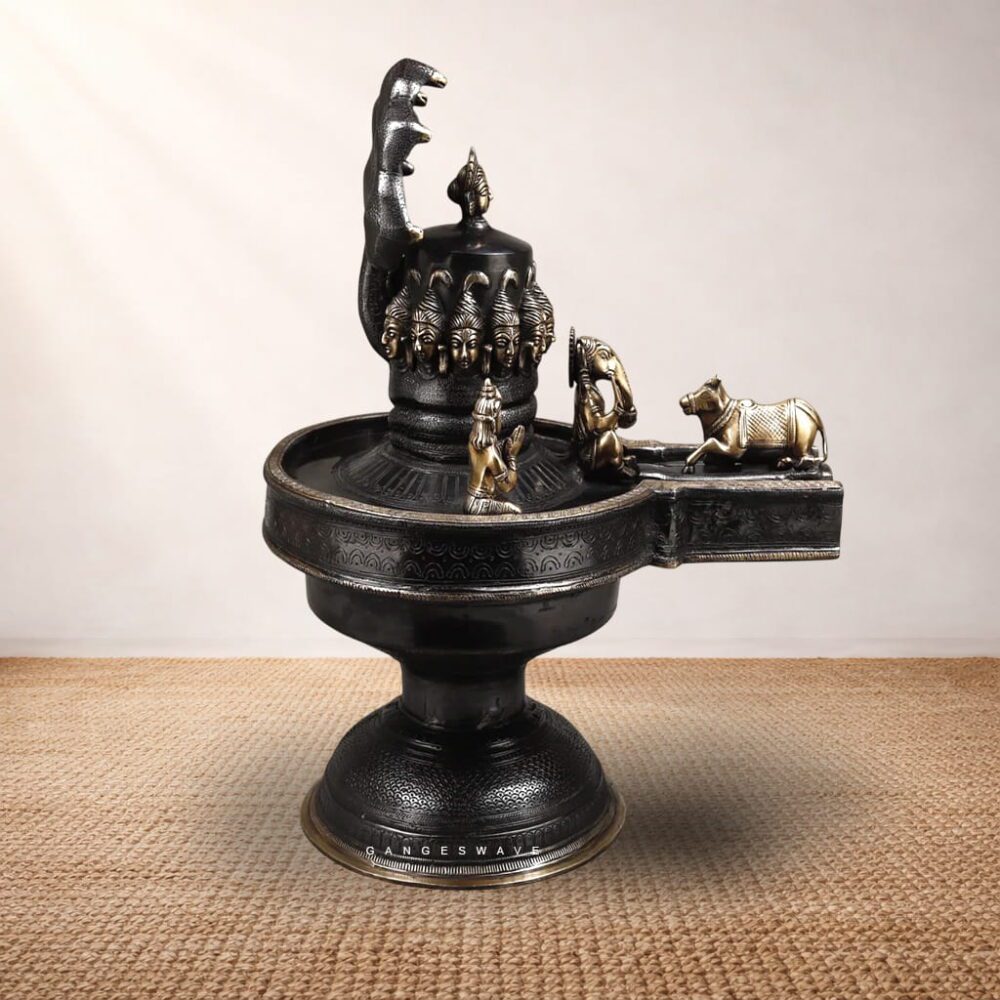 Brass Shivling with Gauri, Ganesh & Kartikey