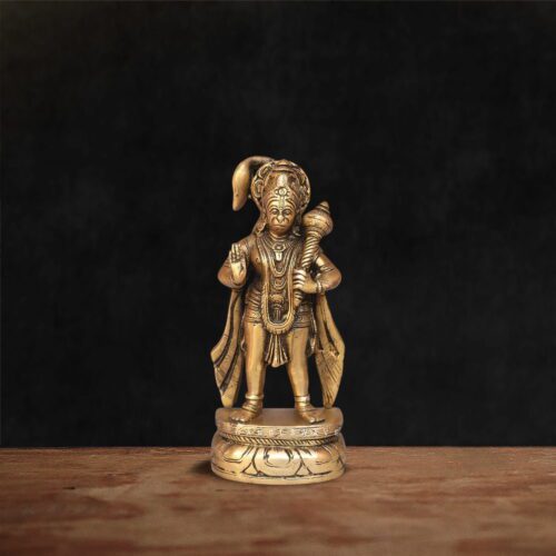 Small Bajrangbali Brass Murti for Puja | Handcrafted Lord Hanuman Idol for Home & Temple