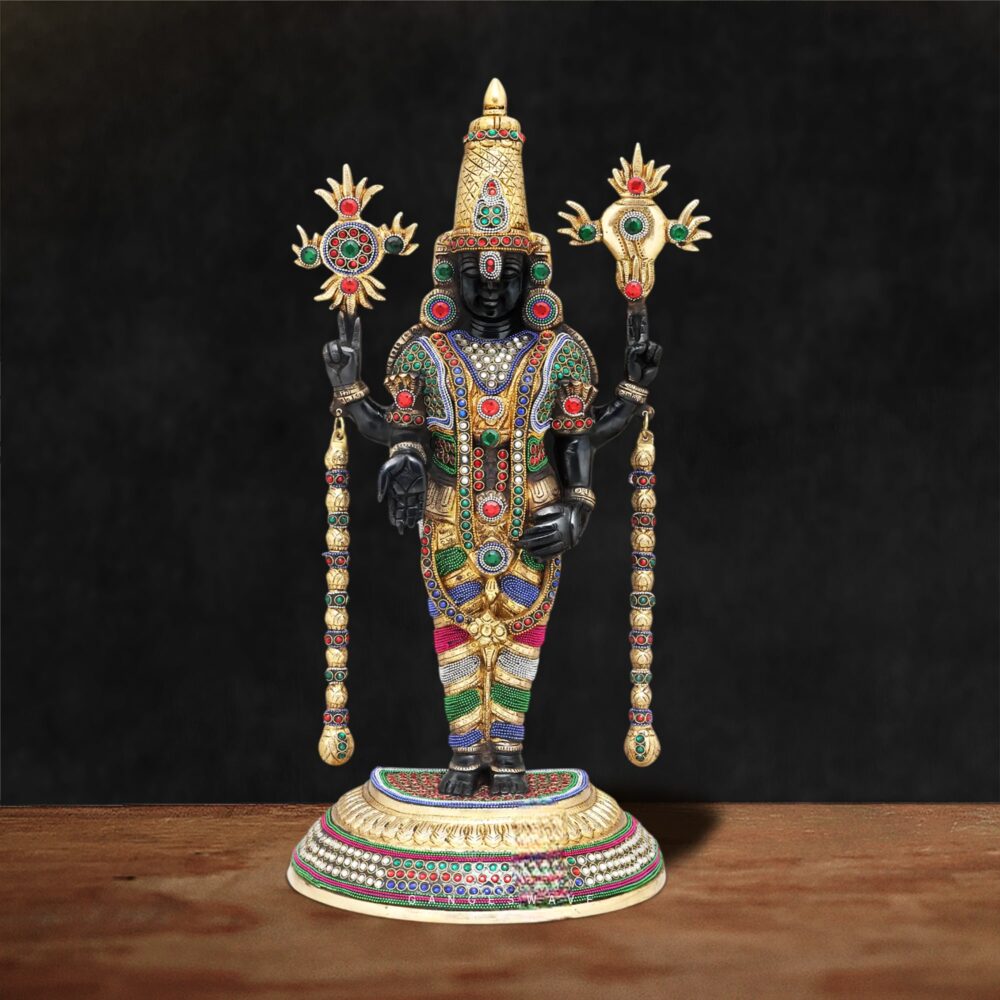 Tirupati Balaji with semi-precious stone inlay work - 24 inches