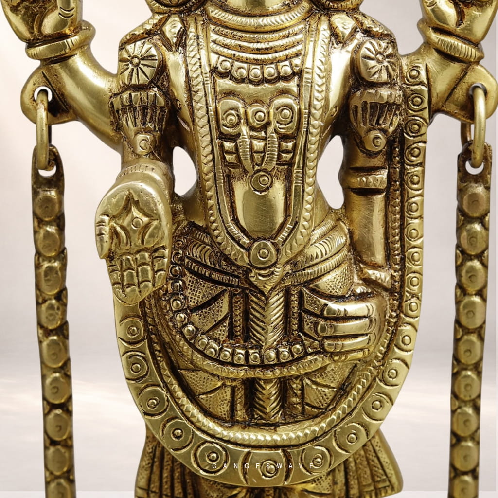Balaji with Sridevi, Bhudevi and Garuda Brass Idol - 15.5 inches - Image 4